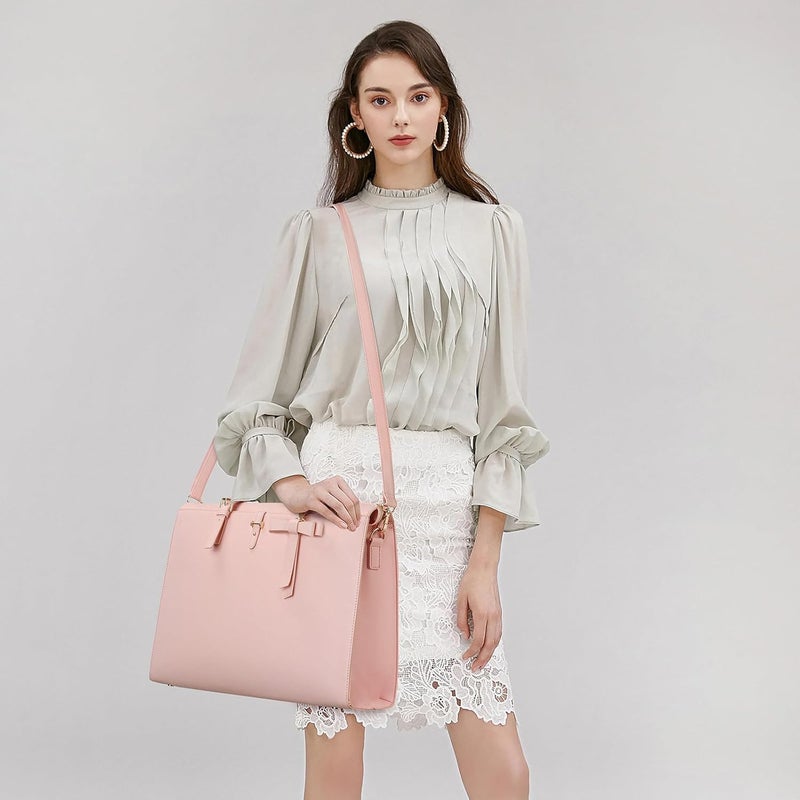 Keyli 4pc Sets Laptop Bag for Women Large Leather Laptop Briefcase with USB Charging Port Computer Shoulder tote Bags Purse - Image 4